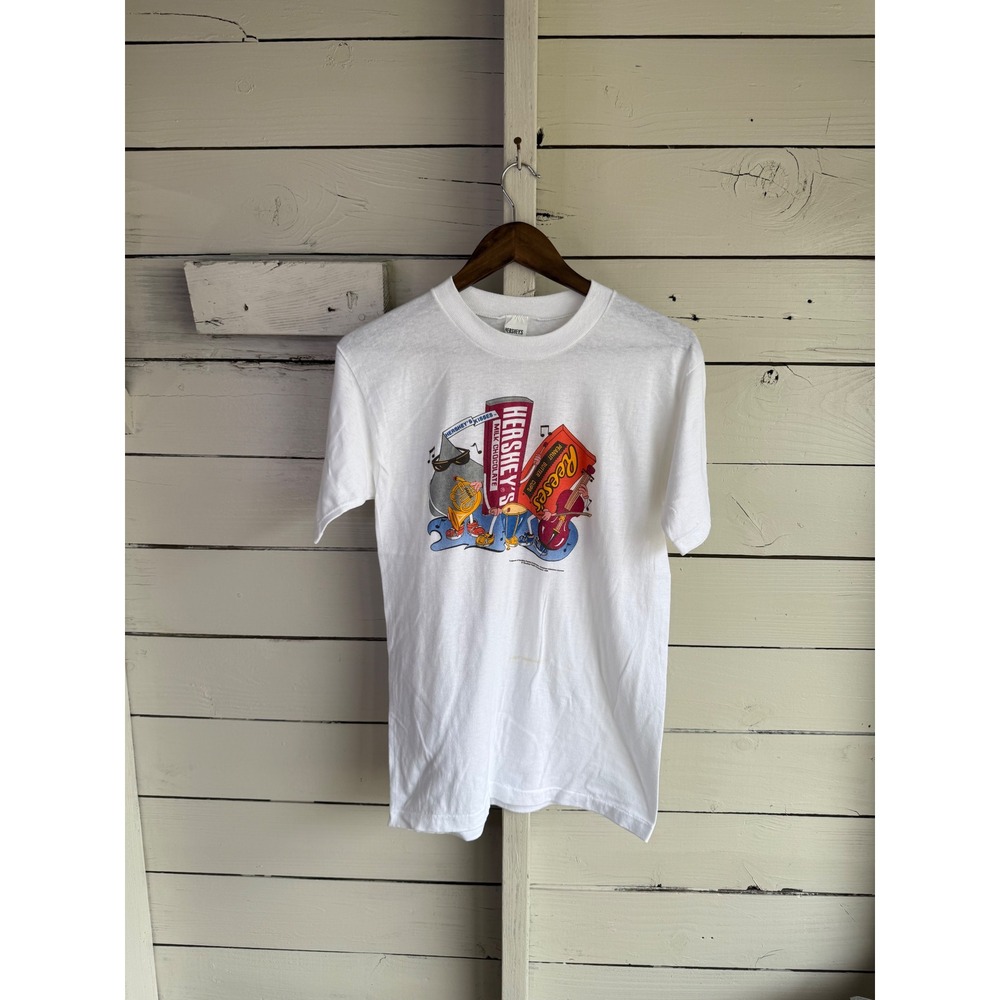 Vintage 1990 Hershey's Reese's Chocolate Candy T-Shirt White Medium Made in USA
